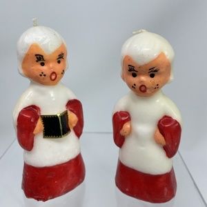 Vintage Choir Boy Candle Christmas Holiday Decor Lot of 2 FLAW